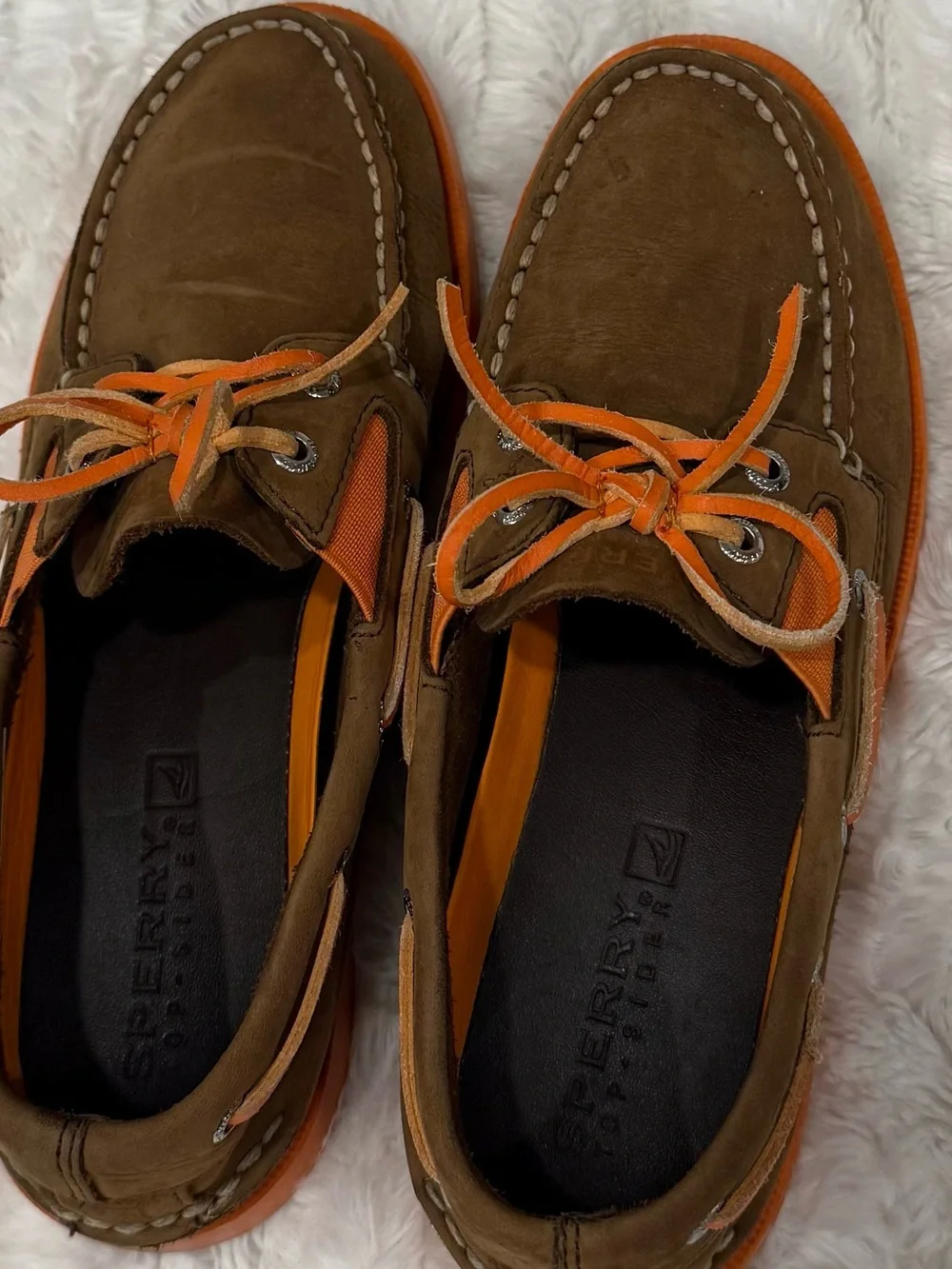 Brown and Orange boys Sperry Boat Shoes